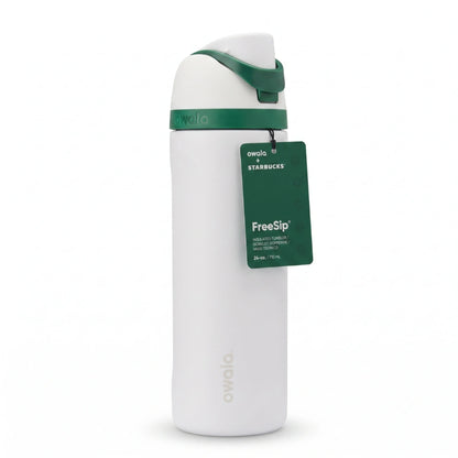 Starbucks x Owala FreeSip Insulated Water Bottle – 24 fl oz White & Green Stainless Steel Tumbler