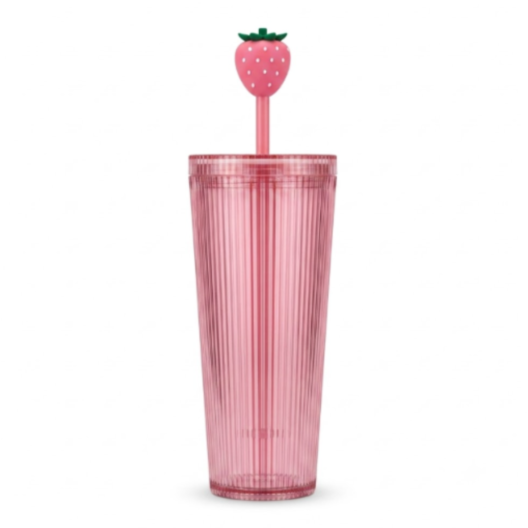 Starbucks Pink Strawberry Studded Cold Cup with Strawberry Straw Top – 24 fl oz