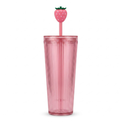 Starbucks Pink Strawberry Studded Cold Cup with Strawberry Straw Top – 24 fl oz