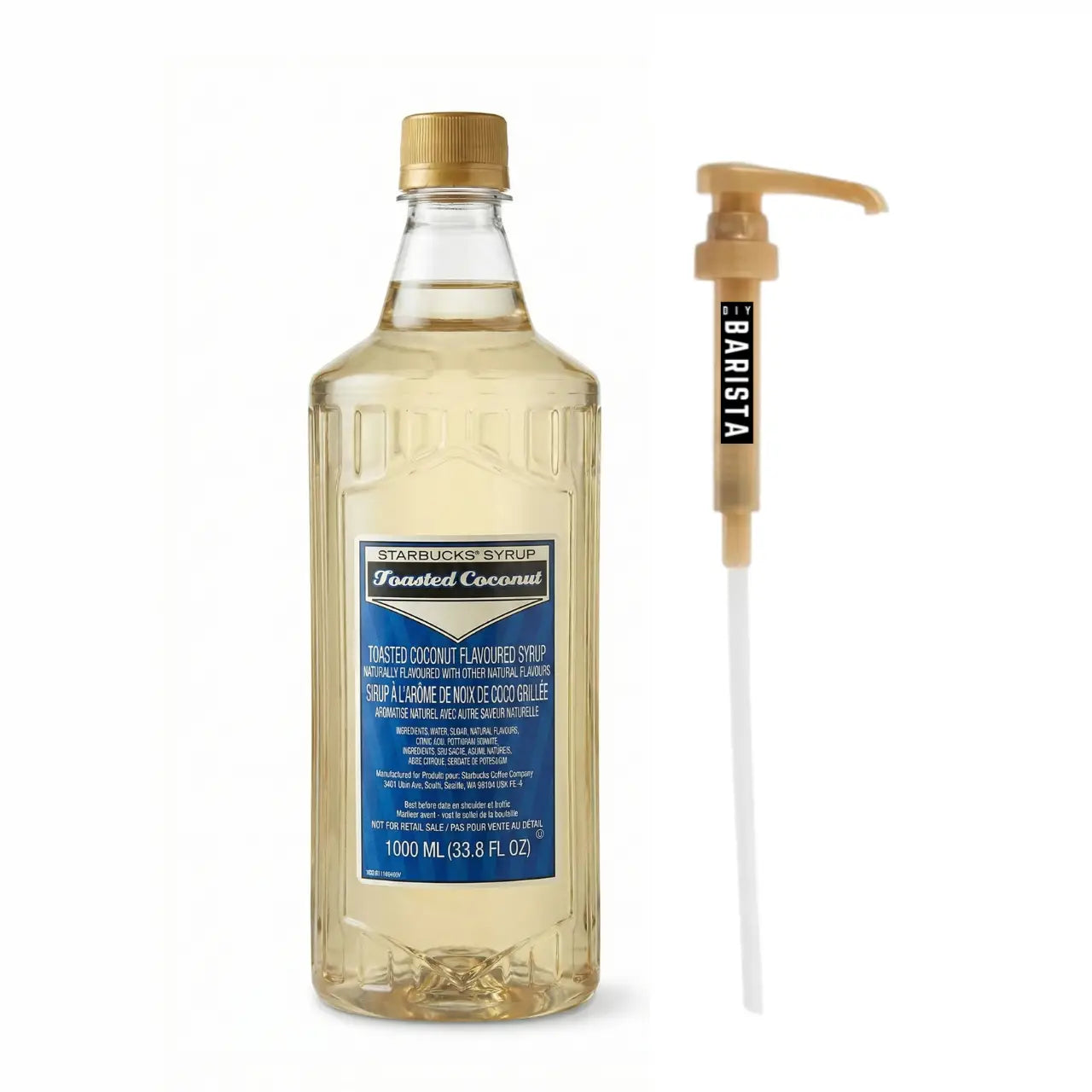 Starbucks Toasted Coconut Syrup BB May 2026 – 1 Liter (33.8 fl oz) with Pump