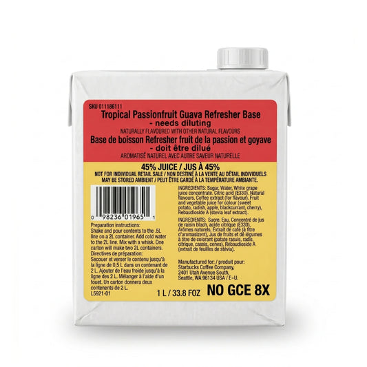 Starbucks Tropical Passionfruit Guava Refresher Base No GCE – 1L (8X Concentrate)